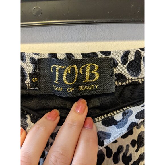 Womens Leopard Paisley Ruffle Hem Midi Skirt Boho Grunge Elegant Mesh Black S - Picture 8 of 9